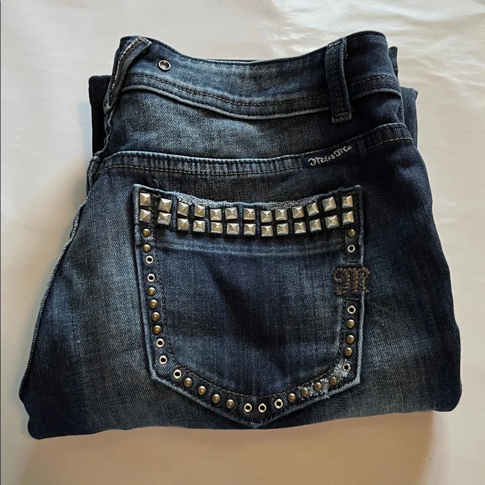 Miss Me Rivet Studded Pockets Low Rise Bootcut Size 28 - Picture 3 of 16